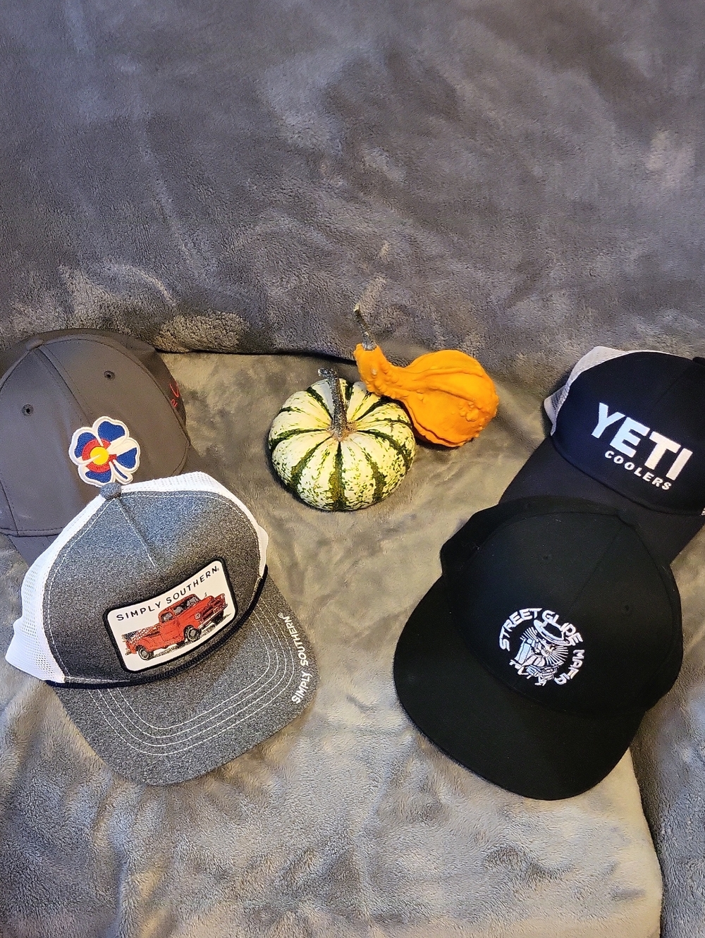 Simply Southern Gray & White Trucker Hat with Red Truck Patch